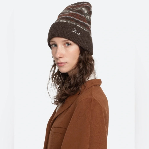 Sea New York Isabel Beanie Hat Brown Multi OS - Picture 3 of 6